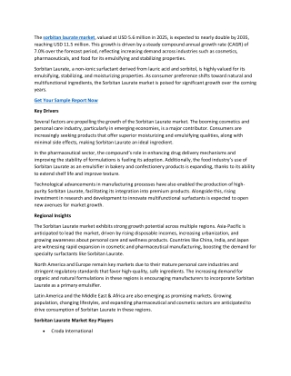 Sorbitan Laurate Market Grows at 7% CAGR, Driven by Cosmetics and Pharma Demand
