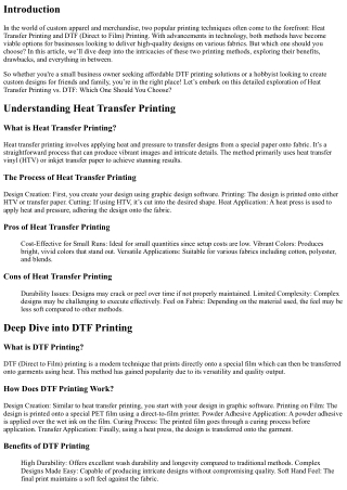 Heat Transfer Printing vs. DTF: Which One Should You Choose?