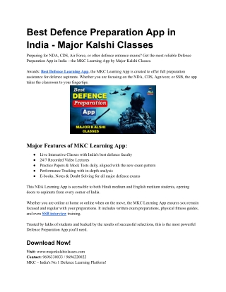 Best Defence Preparation App in India