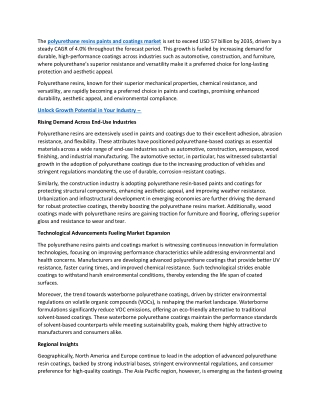 Polyurethane Resins Coatings Market on Steady Rise with 4% Annual Growth