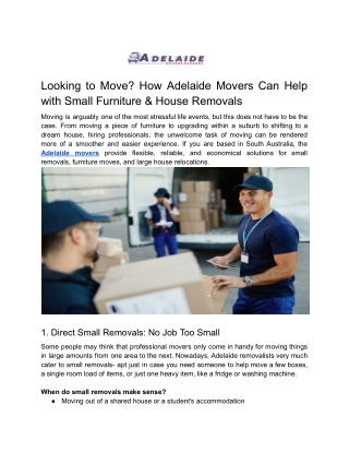 Adelaide Movers - Trusted Furniture & House Movers in Adelaide