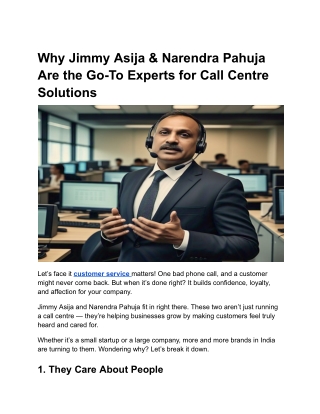 Why Jimmy Asija & Narendra Pahuja Are the Trusted Names in Customer Support