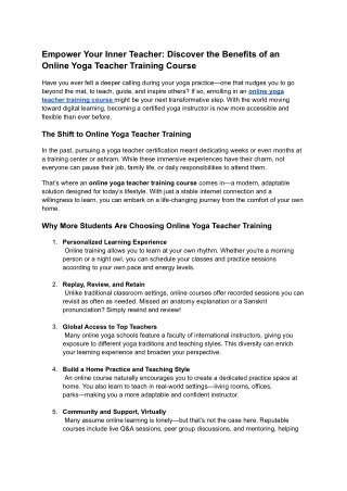 Empower Your Inner Teacher_ Discover the Benefits of an Online Yoga Teacher Training Course