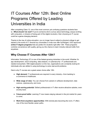 IT Courses After 12th