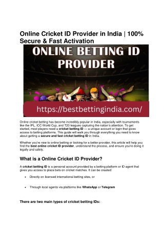 Online Cricket ID Provider in India