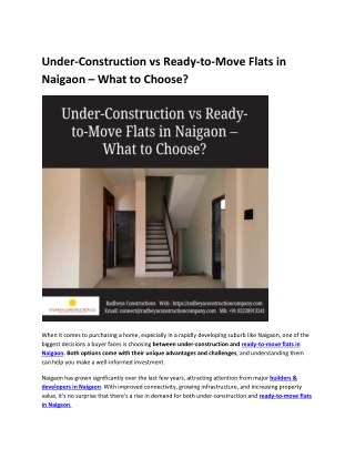 Under-Construction vs Ready-toMove Flats in Naigaon What to Choose