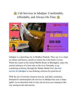 Cab Services in Jabalpur_ Comfortable, Affordable, and Always On-Time