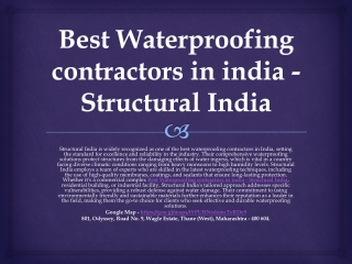 Best Waterproofing contractors in india - Structural India