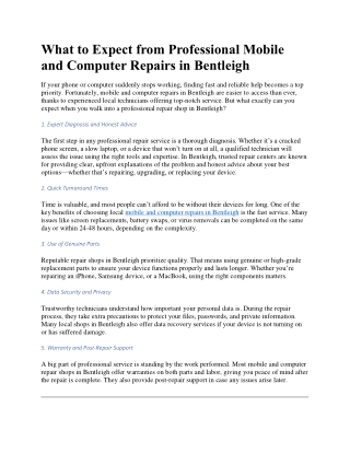 What to Expect from Professional Mobile and Computer Repairs in Bentleigh