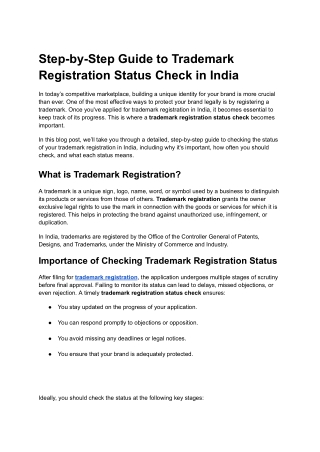 Step-by-Step Guide to Trademark Registration Check in India