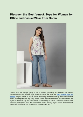 Discover the Best V-neck Tops for Women for Office and Casual Wear from Qomn