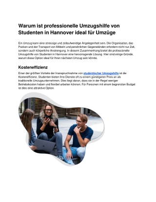 Warum ist professionelle Umzugshilfe von Studenten in Hannover ideal für Umzüge