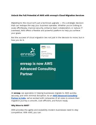 Unlock the Full Potential of AWS with Expert Cloud Migration Services
