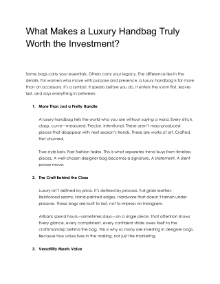 What Makes a Luxury Handbag Truly Worth the Investment