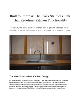 Built to Impress: The Black Stainless Sink That Redefines Kitchen Functionality