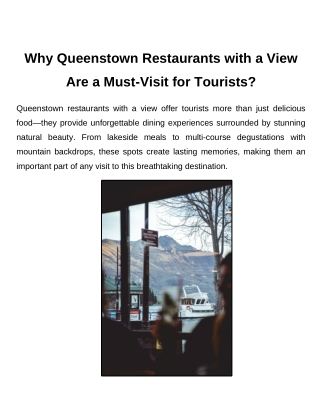 Why Queenstown Restaurants with a View Are a Must-Visit for Tourists?