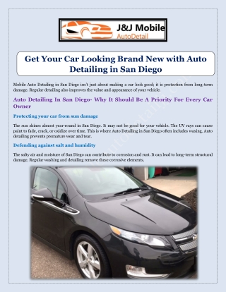 Get Your Car Looking Brand New with Auto Detailing in San Diego