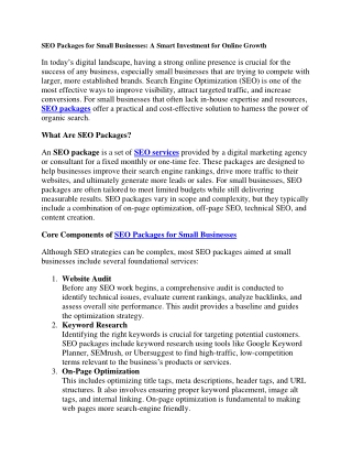 SEO Packages for Small Businesses