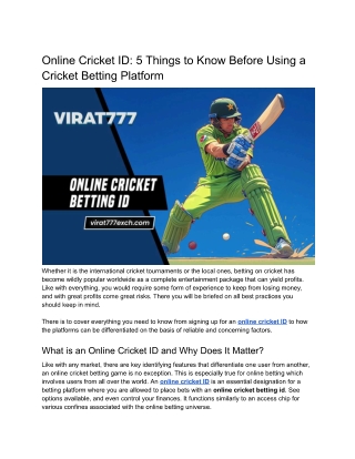 5 things to know before using a cricket betting platform