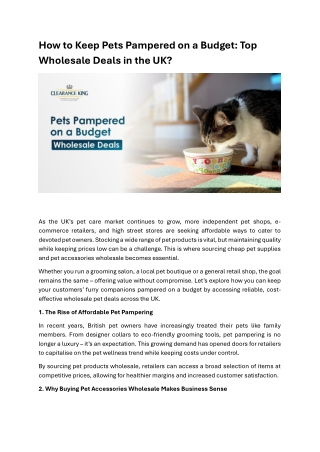 Smart Ways to Spoil Your Pets Without Overspending: Best UK Wholesale Bargains