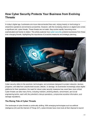 How Cyber Security Protects Your Business from Evolving Threats