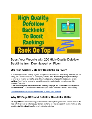 200 High-Quality Dofollow Backlinks from Deemiexpert on Fiverr