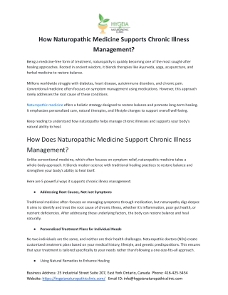How Naturopathic Medicine Supports Chronic Illness Management
