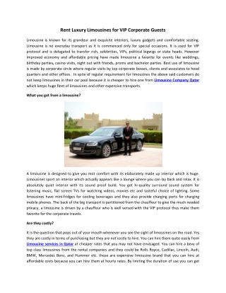 Rent Luxury Limousines for VIP Corporate Guests