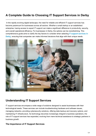 A Complete Guide to Choosing IT Support Services in Derby