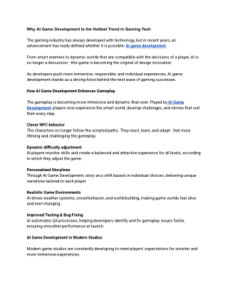 Why AI Game Development Is the Hottest Trend in Gaming Tech