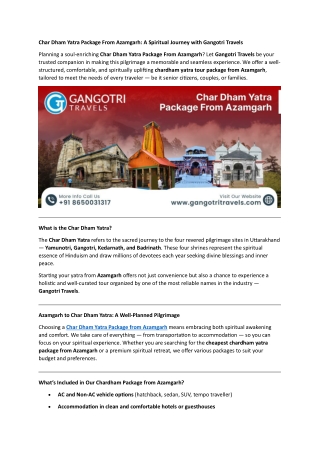 Char Dham Yatra Package From Azamgarh