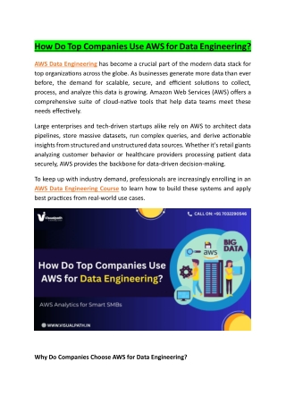 The Top AWS Data Engineering training in Hyderabad