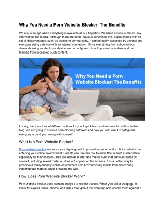 Why You Need a Porn Website Blocker: The Benefits
