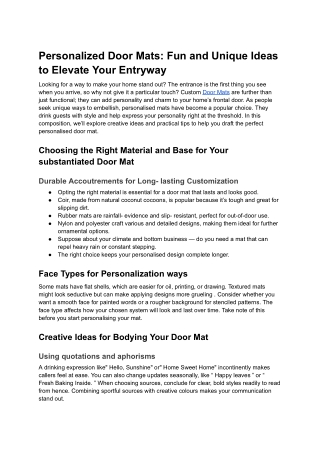 Personalized Door Mats_ Fun and Unique Ideas to Elevate Your Entryway