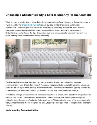 Choosing a Chesterfield Style Sofa to Suit Any Room Aesthetic