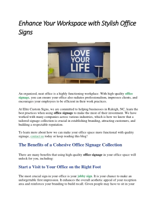 Enhance Your Workspace with Stylish Office Signs
