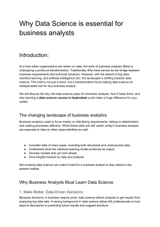 Why Data Science is Essential for Business Analysts