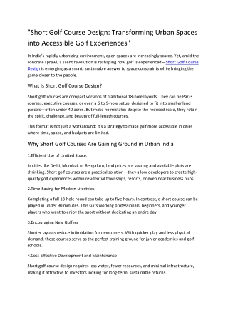 Short Golf Course Design