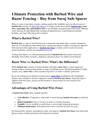 Ultimate Protection with Barbed Wire and Razor Fencing