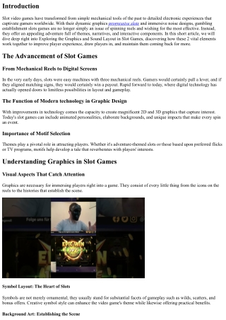 Discovering the Videos and Audio Design in Port Gamings