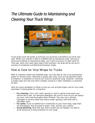 The Ultimate Guide to Maintaining and Cleaning Your Truck Wrap