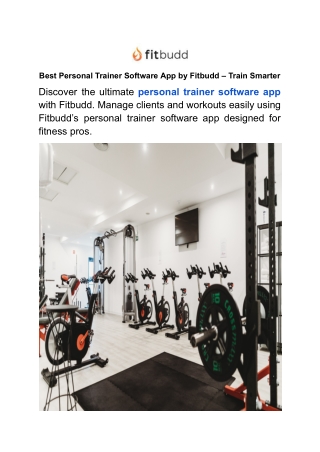 Best Personal Trainer Software App by Fitbudd – Train Smarter