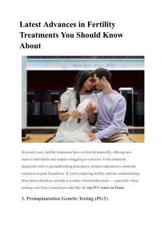 Latest Advances in Fertility Treatments You Should Know About