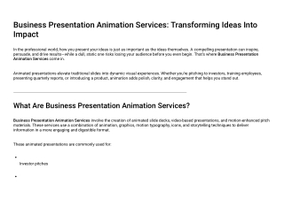 business presentation animation services pdf