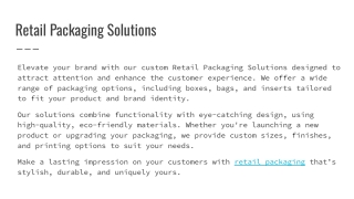 Retail Packaging Solutions - Stand Fast Group