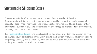 Sustainable Shipping Boxes - Stand Fast Group