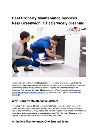 Best Property Maintenance Services Near Greenwich, CT | Servicely Cleaning