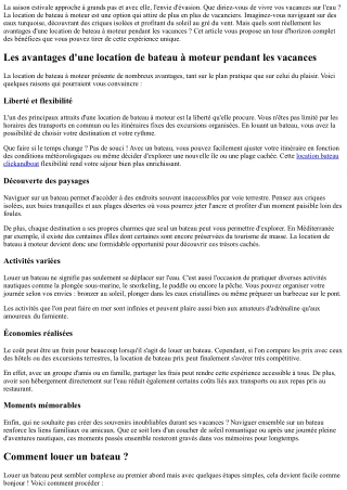 Les avantages d'une location de bateau à moteur pendant les vacances.