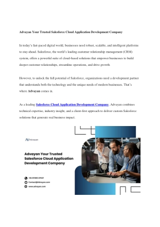 Advayan Your Trusted Salesforce Cloud Application Development Company