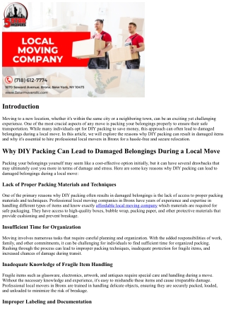 Why DIY Packing Can Lead to Damaged Belongings During a Local Move